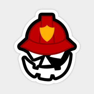 firefighter Scary Pumpkin Smiling Halloween Magnet