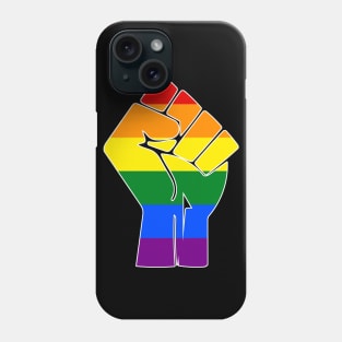 Black Lives Matter Fist LGBT Pride Rainbow (White Outline) Phone Case