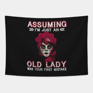 Assuming I'm Just An Old Lady Was Your First Mistake Sugar Skull Red Hair Tapestry