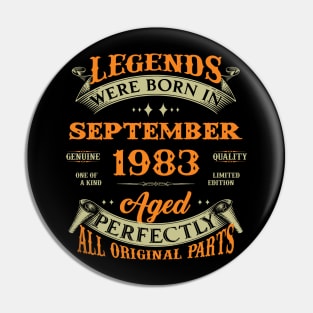 Legends Were Born In September 1983 40 Years Old 40th Birthday Gift Pin