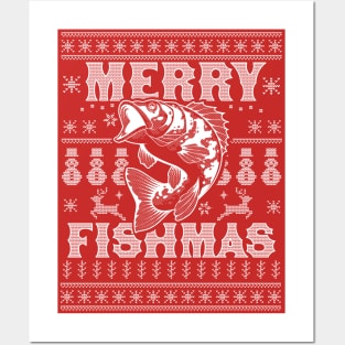 Merry Fishmas Funny Fishing Christmas P Posters and Art Prints for