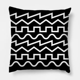 Synth Audio Waves White Pillow