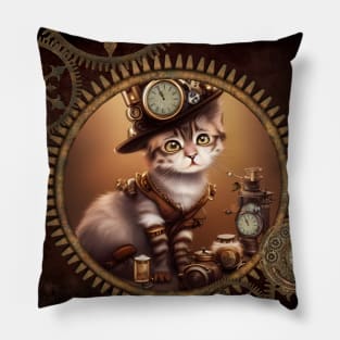 Little steampunk kitten Pillow