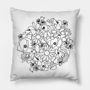 April Birth Month Flower Bouquet Drawing Pillow