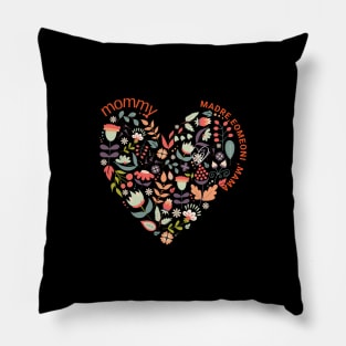 mommy , mama, madre, eomeoni love to our beloved mother retro floral flower heart Pillow