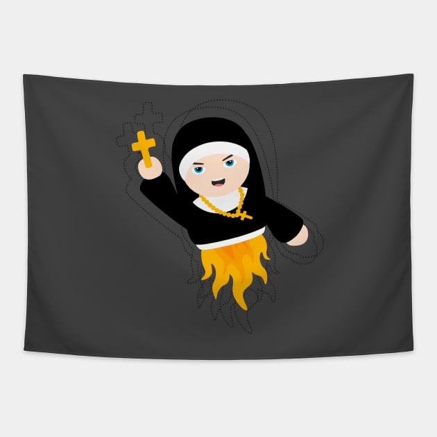 Nun with Superpowers! Tapestry by XOOXOO