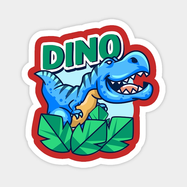 Cute Blue Little Dino Magnet by Harrisaputra