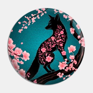 Spring sakura fox with background Pin