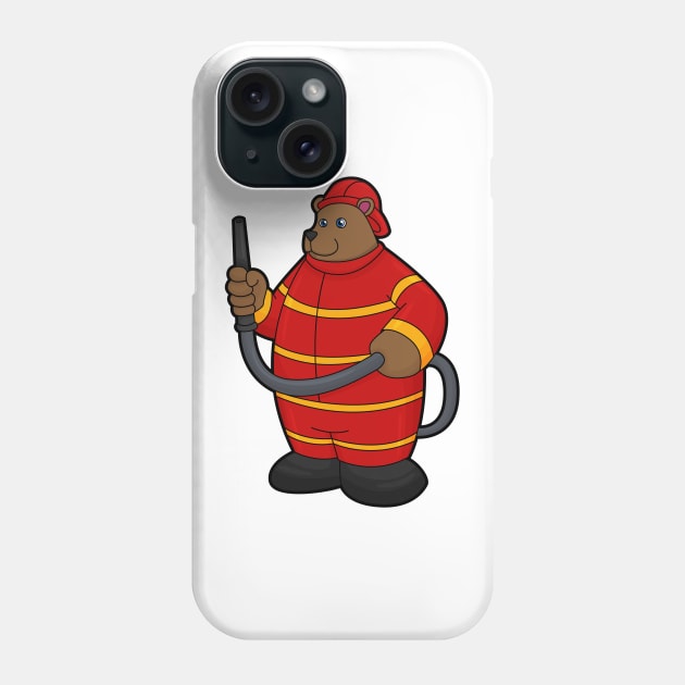 Bear as Firefighter with Hose Phone Case by Markus Schnabel