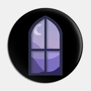 Purple Nightscape Window Scene Pin