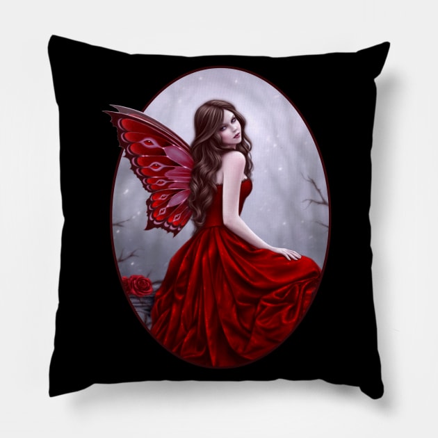 Winter Rose Butterfly Fairy Pillow by silverstars