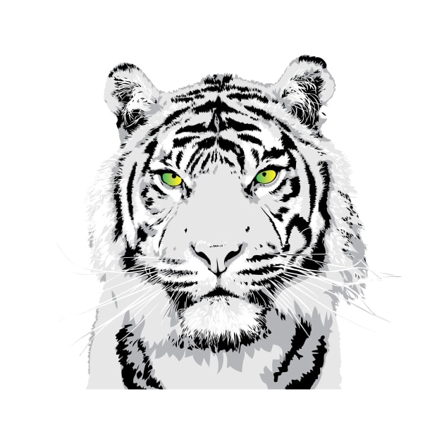 Dramatic White Tiger Vector Art Design by polliadesign