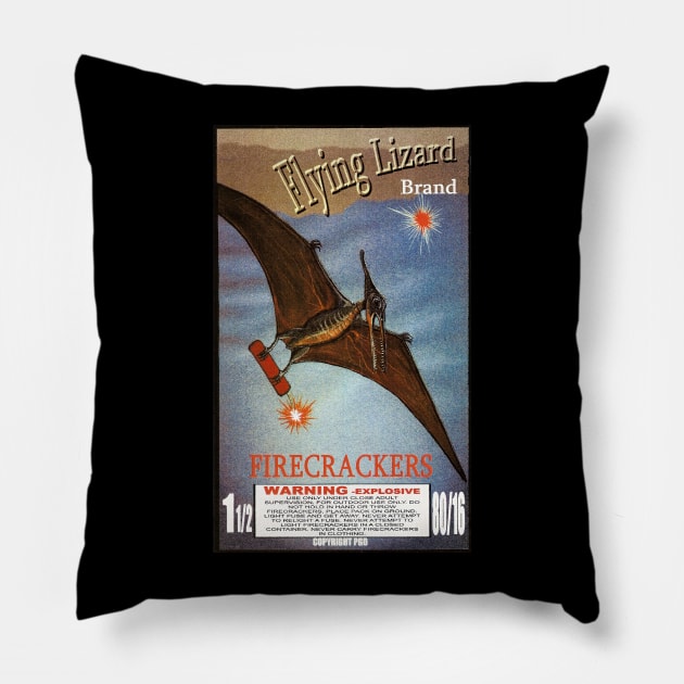 VINTAGE FIRECRACKER FLAYING LIZARD Pillow by kakeanbacot