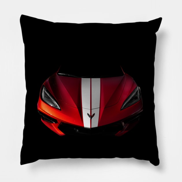 Chevrolet Corvette C8 Stingray (black) Pillow by mal_photography