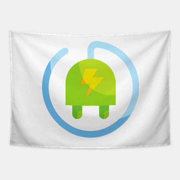 Green Power Electrical Plug Tapestry by EngineersArt