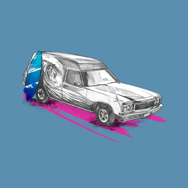 Retro surfer surfboard car by Shirt.ly