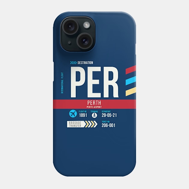 Perth (PER) Airport Code Baggage Tag Phone Case by SLAG_Creative