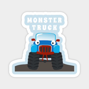 illustration of monster truck with cartoon style Magnet