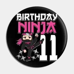 Birthday Ninja 11 Girl Pink Shinobi Themed 11th B-Day Party Pin