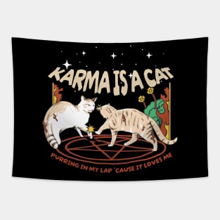 karma is a cat - vintage Tapestry