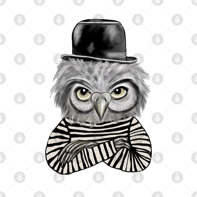 Owl with bowler hat by msmart