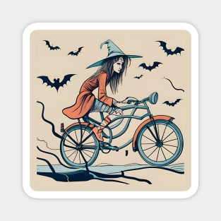 Halloween Witch on a bicycle Magnet