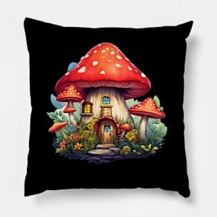 Spotted Red Mushroom House Pillow