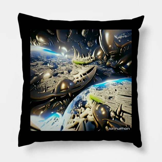 EARTH INVASION ORIGINAL AI DIGITALLY GENERATED ARTWORK Pillow by JOHNATHON