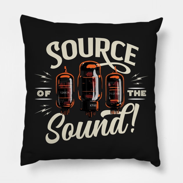 Retro typographic emblem for tube amplifiers black shirt version Pillow by SerifsWhiskey