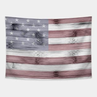 Rustic Red White Blue Wood USA flag Tapestry