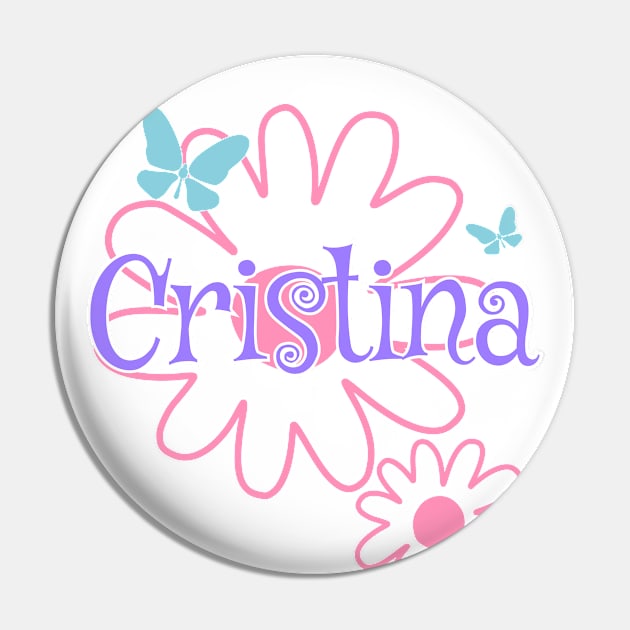 Cristina Girls Name Daisy Butterflies Pin by xsylx