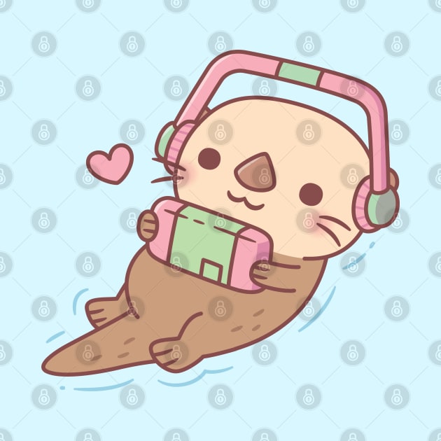 Cute Sea Otter Gamer Chilling With Game Console by rustydoodle