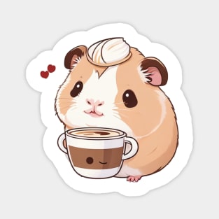 Cute guinea pig with coffee Magnet