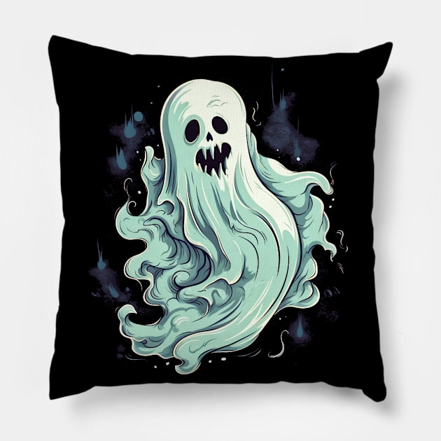 Eerie Halloween Ghoul Art - Spooky Season Delight Pillow by Captain Peter Designs