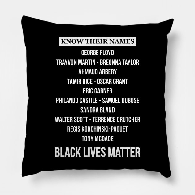 KNOW THEIR NAMES - BLACK LIVES MATTER Pillow by HelloShop88