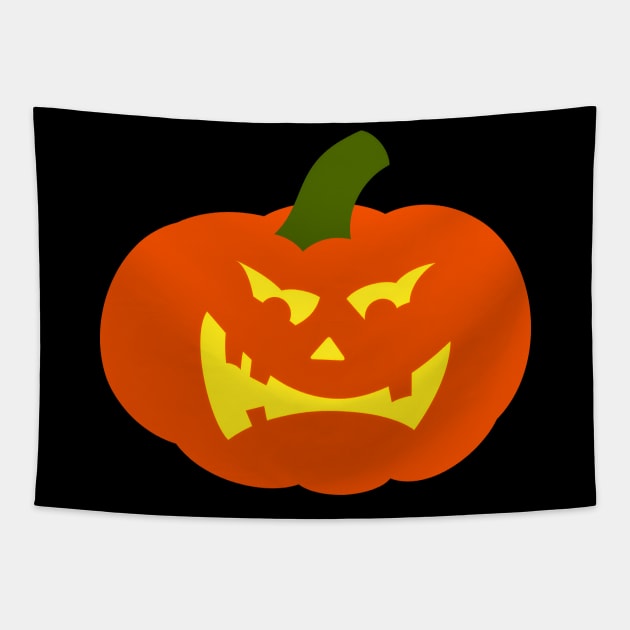 Halloween Funny Sad Pumpkin Face Tapestry by koolteas
