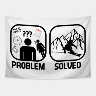 Problem Solved Skiing T shirt Tapestry