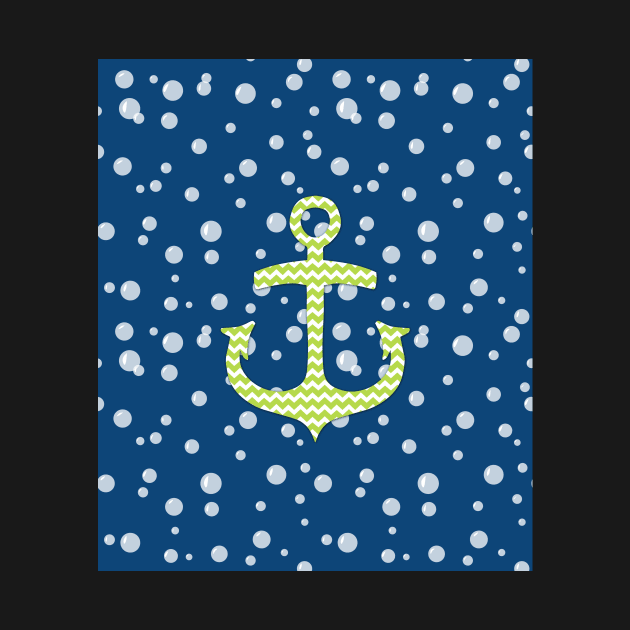 Lime Blue Chevron Nautical Anchor by dreamingmind