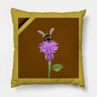 Honey Bee on Purple Flower Pillow