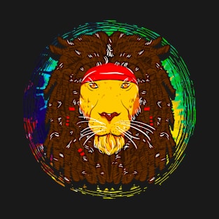 Cool Lion with Dreadlocks and Headband for Lion Lover T-Shirt