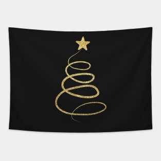 Minimalistic Gold Faux Glitter Star Christmas Tree Tapestry