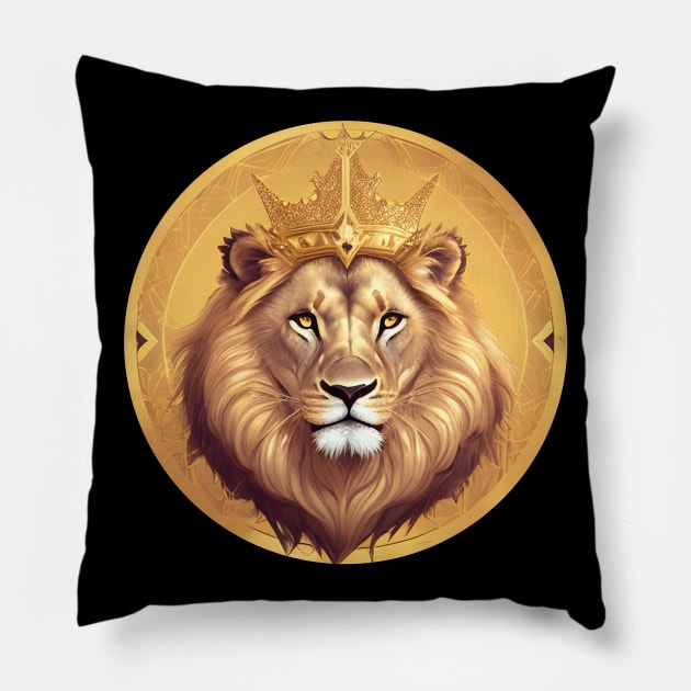 Regal Lion with Crown no.10 Pillow by Donperion