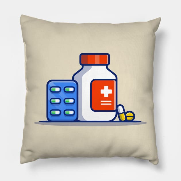 Medicine Jar And Pills Strip Pillow by Catalyst Labs