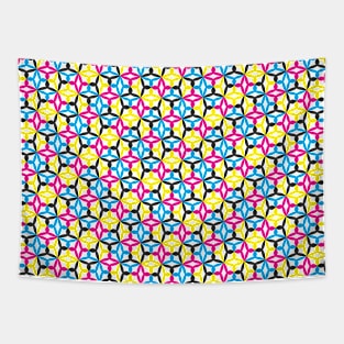 Geometric Flower Petal Pattern (CMYK) Tapestry