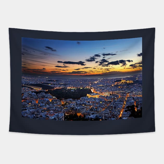 Athens around sunset Tapestry by Cretense72