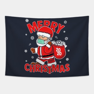 Merry Christmas 2020 Santa Wearing Mask Bring Toilet Paper Tapestry