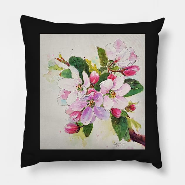 Apple blossom Pillow by sampabhakta