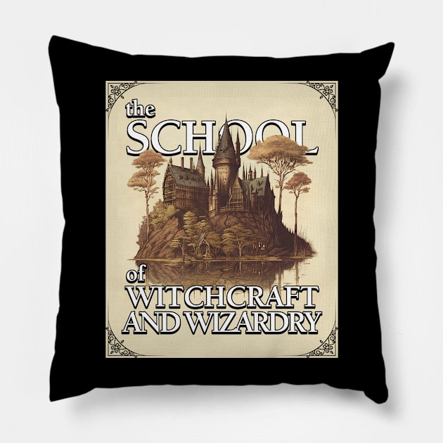 The School of Wizardry and Witchcraft Pillow by MaxDeSanje 