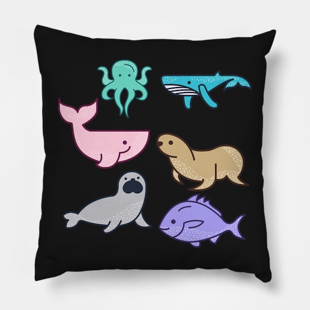 kawaii cute cartoon sea animal Pillow by choiyoojin