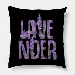 decorative typography of lavender flowers Pillow